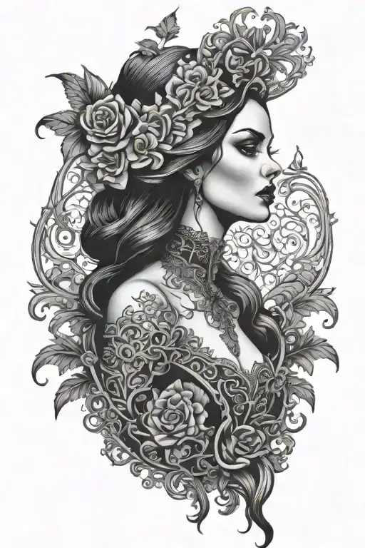 Gothic Vampyr Woman In Lace Patterns