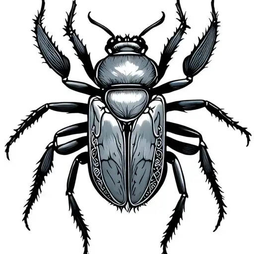 Create A Bug Tattoo That Represents Wisdom And Mysticism In Black And White