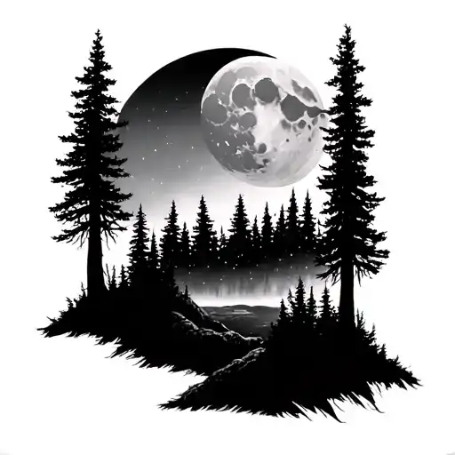 Forest In The Background With A Moon Of My Winkinger