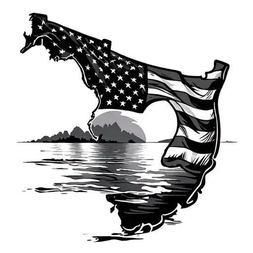 Florida Sunset With American Flag Intertwined