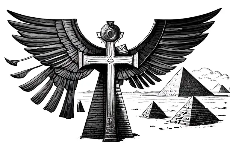 Egypt Cross Pyramids Sun