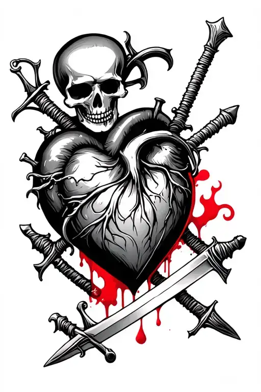A Heart Oh A Skeleton Crossed By Swords And With Blood And Others