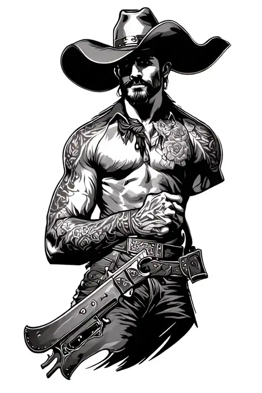 Western Tooled Leather Cowboy Arm Sleeve