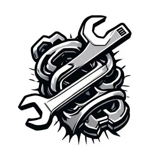 Fast Cars Mechanic Working Wrench Intertwined