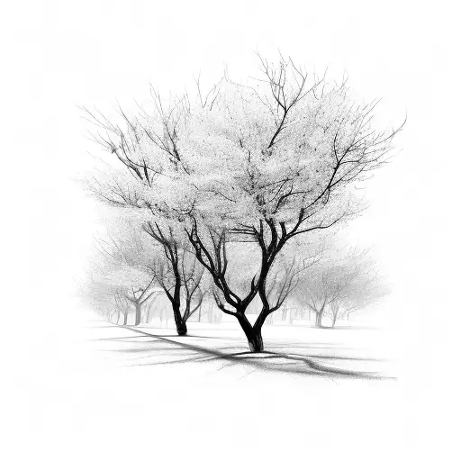 A Gloomy Black And White Thicket