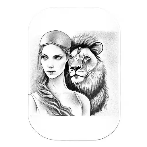 Tarot Card With Woman And Lion Showing Strength