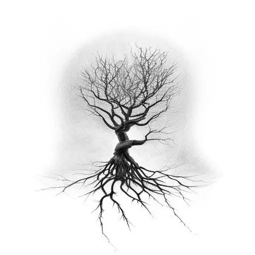 Tree Roots Growing Out Of Building