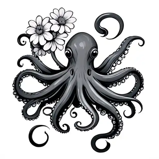 Octopus Holding Flowers
