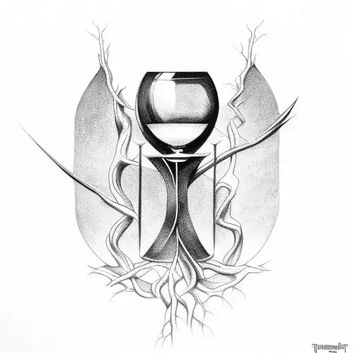 Hourglass Tangled With Roots And Swords