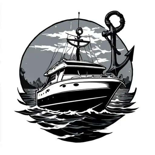 Power Boat And Anchor