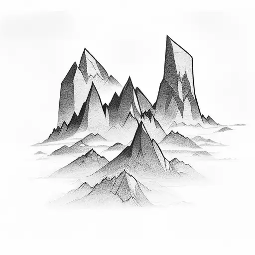 Create Mountain Scene That Is Fine Line Work