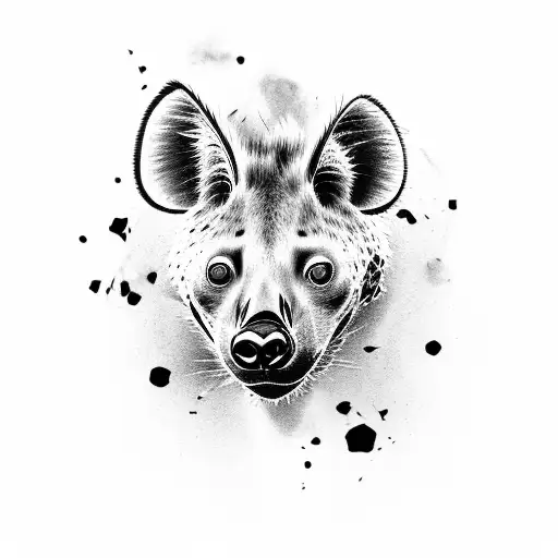 Blood Spotted Hyena In Profile Alone In Black And White Without Shadows