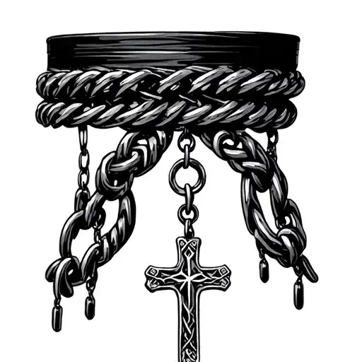 Ankle Chain Bracelet With Cross Dangle