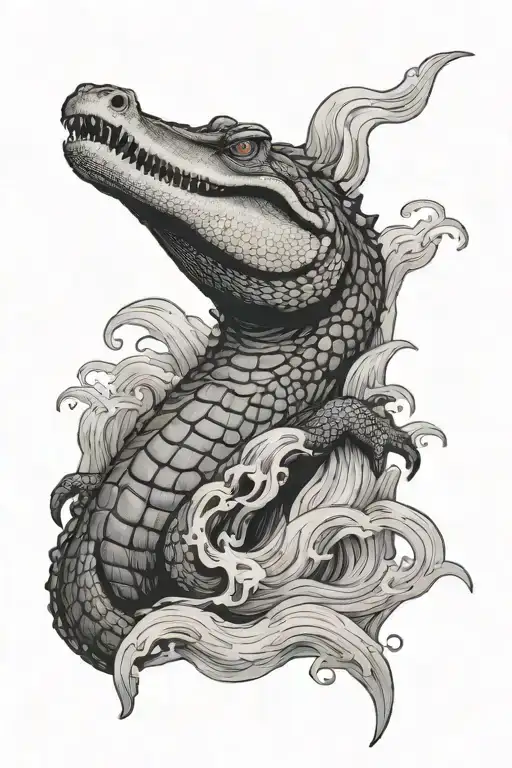 Crocodile In Water Waves