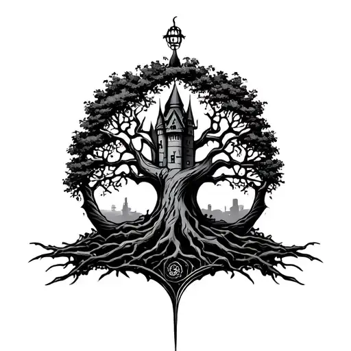 Tree Of Life Medevil Castle Surrounded
