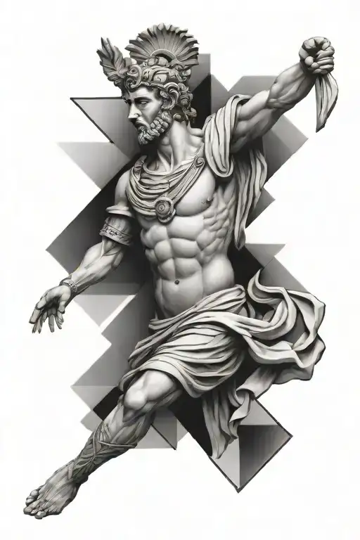Roman Statue Creating Itself Geometric Shapes
