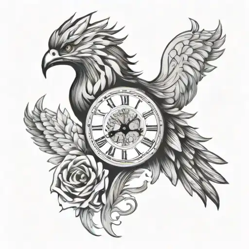 Phoenix Wings With Centered Clock