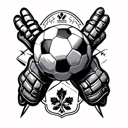 Gaa Football With Goalkeepers Gloves Surrounded