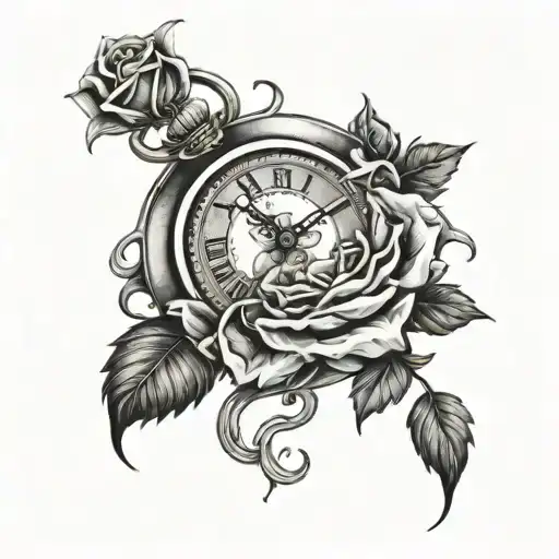 Clock Intertwined In Roses Intertwined