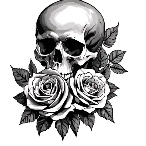 Skull And Roses Intertwined