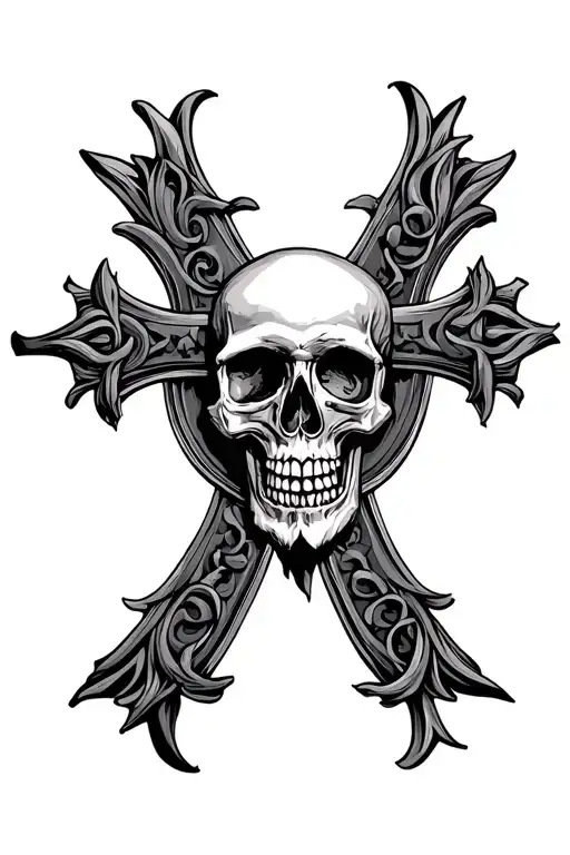 Russian Orthodox Cross With A Skull Surrounded