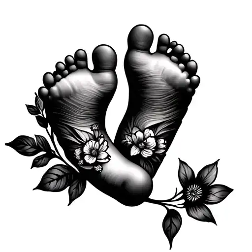 Baby Feet With Flowers