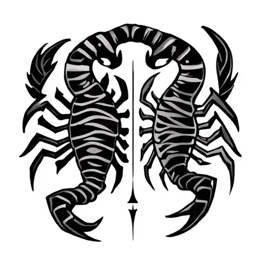 Scorpio And Taurus Zodiac Signs Intertwined In Tribal Style