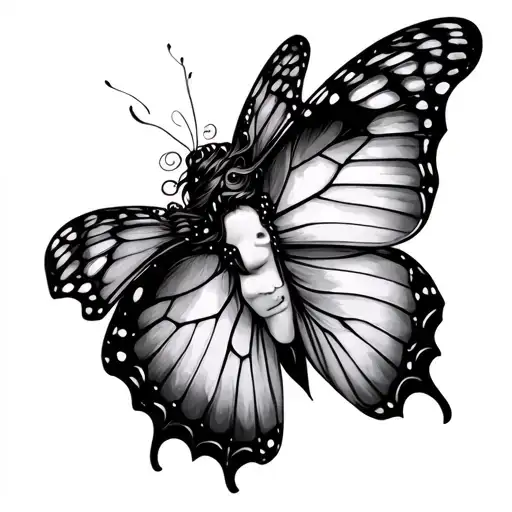 Female Morphing Into A Butterfly