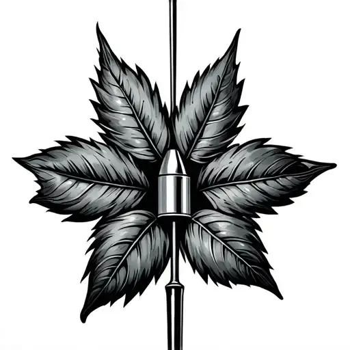 Sewing Needle Goes Trough Sniper Bullet And Tread Around End With 4 Leaf Cliver