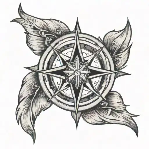 Paw Print With Compass Rose Intertwined