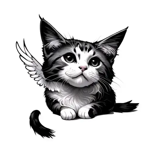White Cat With Wings