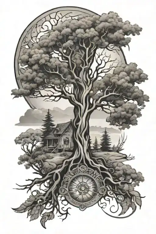 Compas And Tree Growing