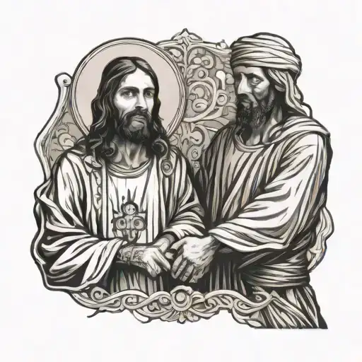 Jesus Christ And Prophet Muhammad Shaking Hands In Peace As Brothers
