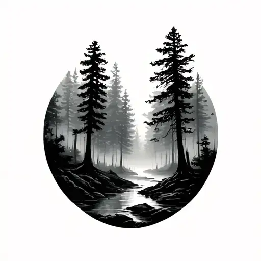 Foggy Forest Half Sleeve Black