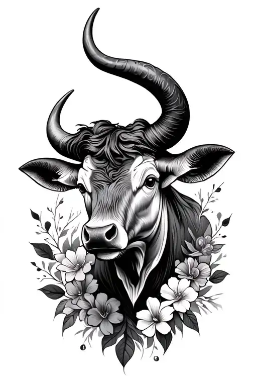 Floral Taurus Bull Head