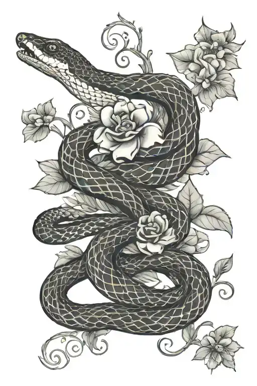 Snake With Flowers