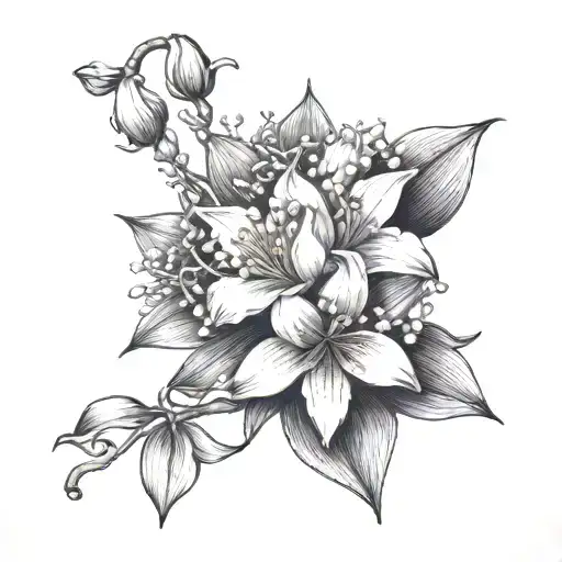 Violet Narcissus Aster Comos Lily Of The Valley Water Lily