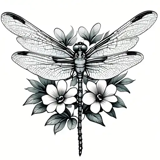 Dragonfly With Flowers In Wings