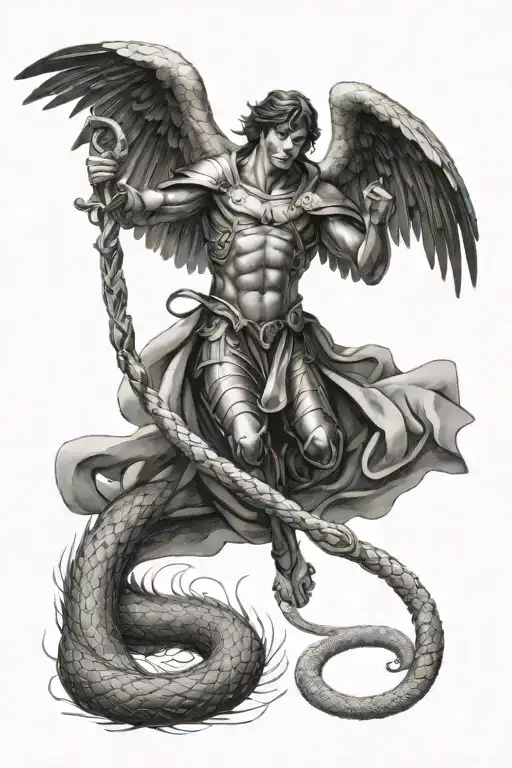 Christian Archangel Kills Serpent Tempter Black And Red