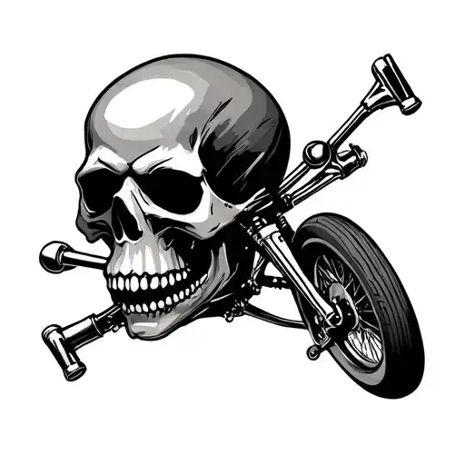 Creepy Biker Skull With Harley Davidson