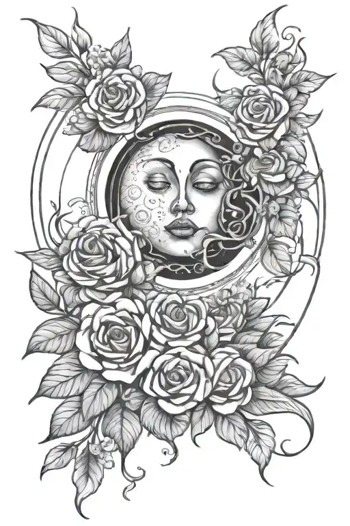 Salor Moon And Flowers Intertwined