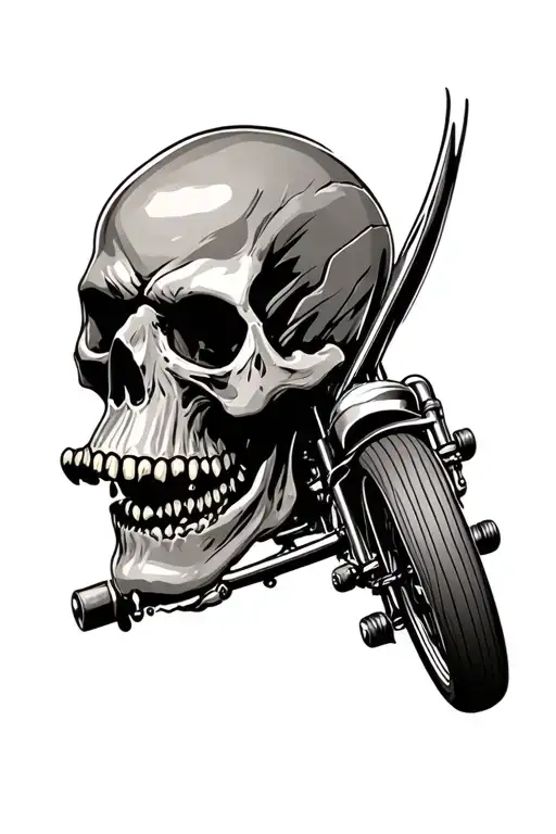 Creepy Biker Skull With Harley Davidson