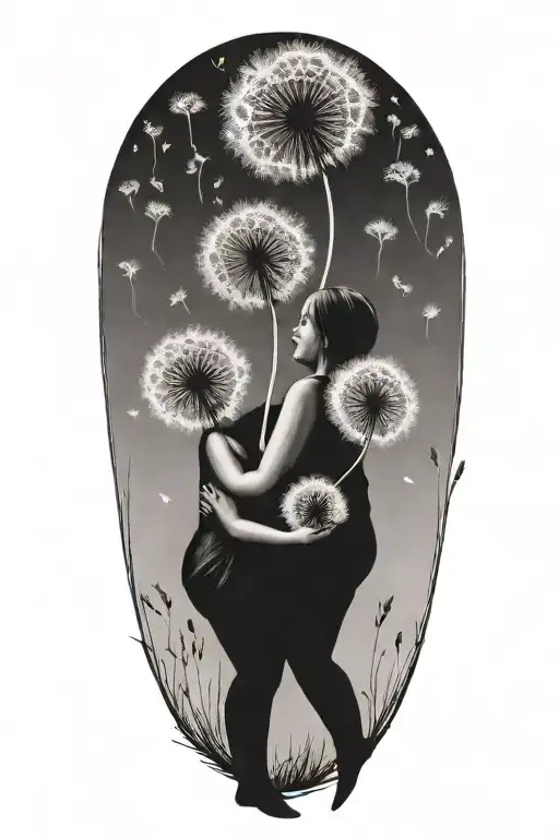 Dandelion Seeds Transforming Into Two Babies Being Carried By A Mother