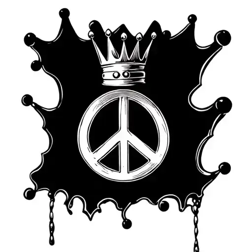 Simple Peace Sign With Crown On Top Of The Peace Sign