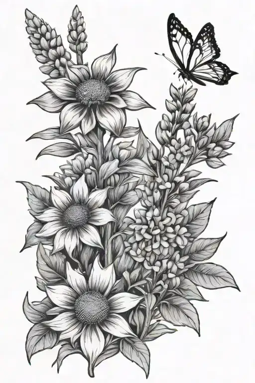 Lupine And Sunflower