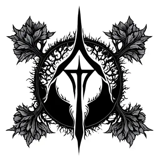 Slavic Rune Of Berkan Under A Tree Of Life