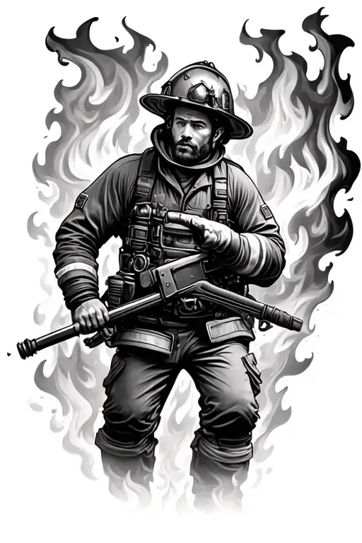 Unique Firefighter Battling Flames