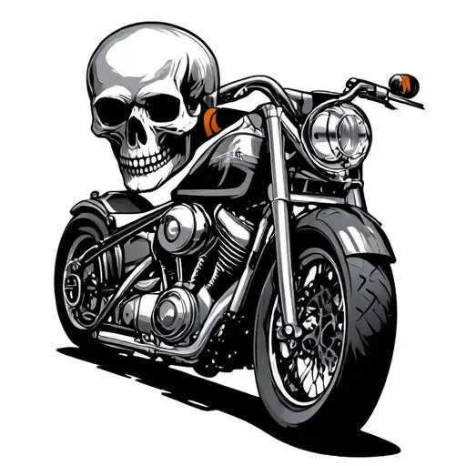 Motorcycle Engine With Skull Above It