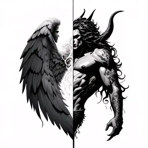 Half Angel Half Demon Showcasing The Duality Of Man