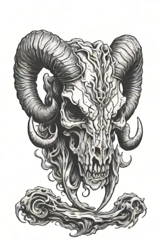 Devil Ram Skull Front Facing